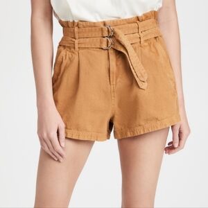 SEA New York Summer 2021 Rust 100% Cotton High Waist Belted Short